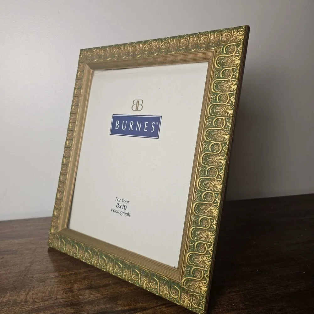 Vintage Burnes of Boston Gold-Tone Wood Picture Frame 8x10 Embossed Vine Design